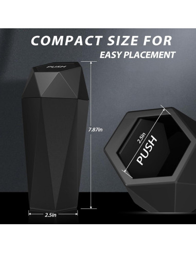 Basurero de coche XSGJC con tapa, mini portavasos negro