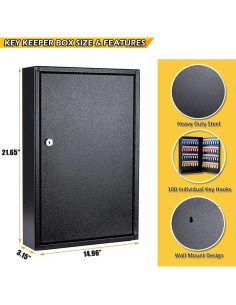 Caja de Llaves Montada en Pared Furnishh 100 Posiciones Negra 2