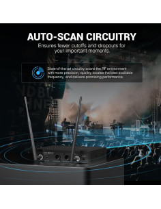 Micrófono Inalámbrico UHF Dual Phenyx Pro PTU-71-2B 2x100 Frecuencias 2