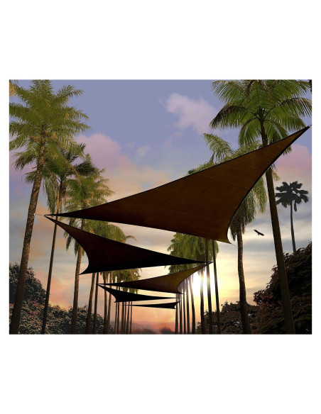 Toldo de Sombra Triangular Amgo 2.44m Marrón UPF50+ 95% UV