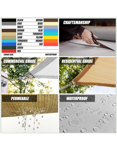 Toldo de Sombra Triangular Amgo 2.44m Marrón UPF50+ 95% UV