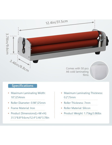 Laminadora Fría Manual Oztwel 12 Pulgadas A4 1.90 kg