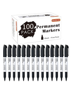 Paquete de 100 Marcadores Permanentes Negros Shuttle Art 0.7mm