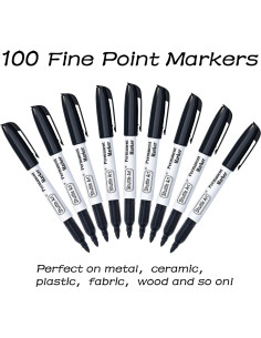 Paquete de 100 Marcadores Permanentes Negros Shuttle Art 0.7mm 2