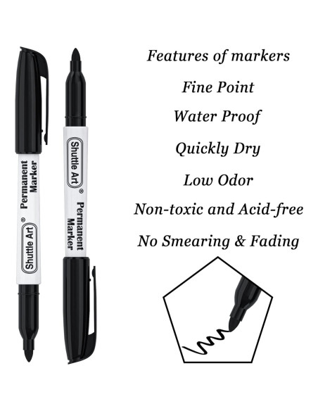Paquete de 100 Marcadores Permanentes Negros Shuttle Art 0.7mm