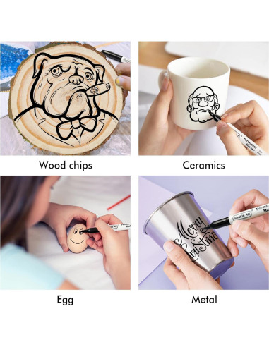 Paquete de 100 Marcadores Permanentes Negros Shuttle Art 0.7mm