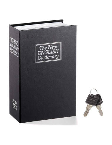 Caja de Libro con Cerradura de Llave Jssmst Grande Negra