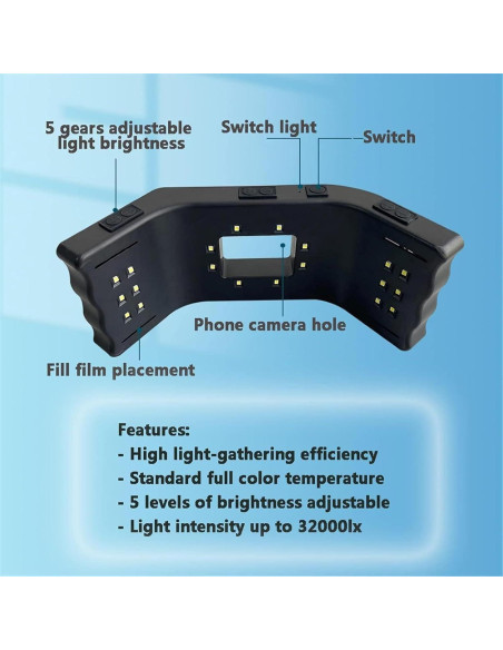 Kit de Luz de Fotografía Dental Móvil 20 LED 6000-6500K