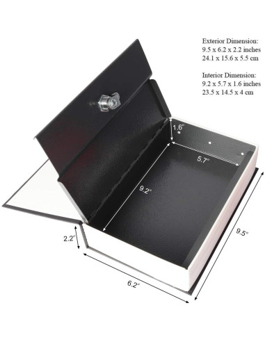 Caja de Libro con Cerradura de Llave Jssmst Grande Negra