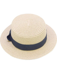 Sombrero de Playa para Niños Beige 100% Paja Natural 2