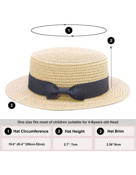 Sombrero de Playa para Niños Beige 100% Paja Natural