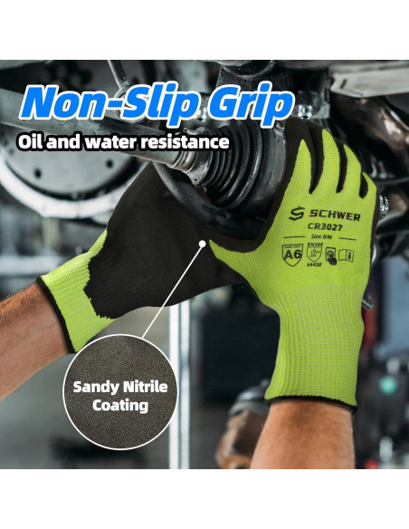 Guantes Resistentes a Cortes Schwer Talla M ANSI A6 + Mangas A9