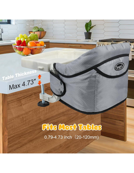 Silla Alta Plegable para Bebés con Bandeja Desmontable Gris