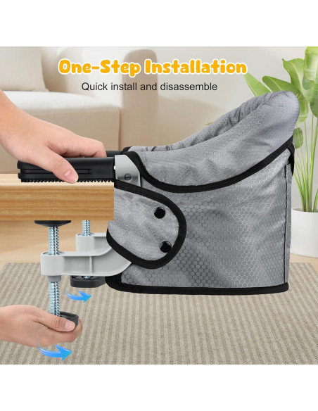 Silla Alta Plegable para Bebés con Bandeja Desmontable Gris