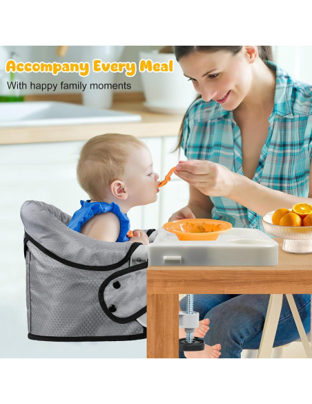 Silla Alta Plegable para Bebés con Bandeja Desmontable Gris