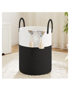 Cesta de Ropa Artfeel 40L Algodón Trenzado Negra Decorativa