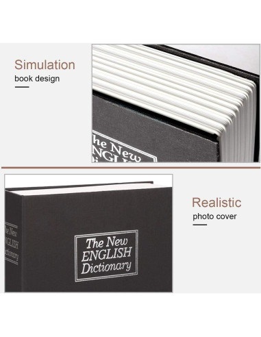 Caja de Libro con Cerradura de Llave Jssmst Grande Negra