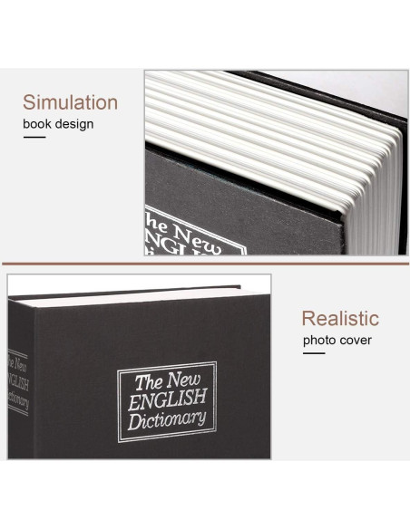 Caja de Libro con Cerradura de Llave Jssmst Grande Negra