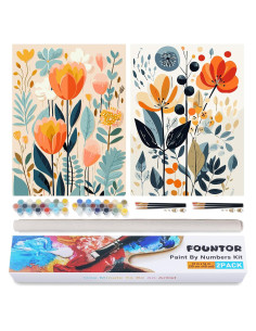 Kit de Pintura por Números Fountor para Adultos - 2 Lienzos 30x40 cm