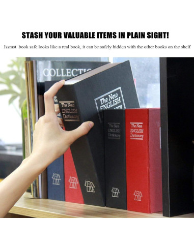Caja de Libro con Cerradura de Llave Jssmst Grande Negra