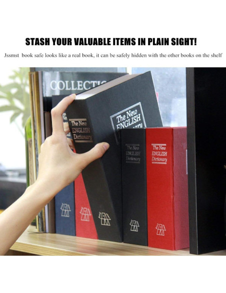 Caja de Libro con Cerradura de Llave Jssmst Grande Negra