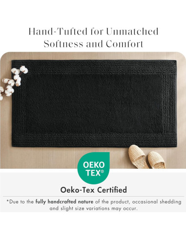 Alfombra de baño Madison Park Splendor 100% algodón 43x61 cm negra