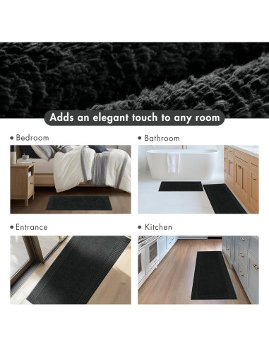 Alfombra de baño Madison Park Splendor 100% algodón 43x61 cm negra