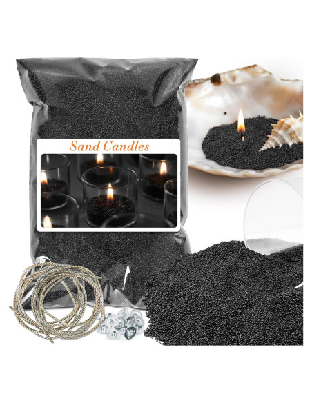 Cera de Vela Perlada Negra Sukh 450g con Mechas y Soportes