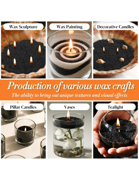 Cera de Vela Perlada Negra Sukh 450g con Mechas y Soportes