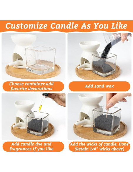 Cera de Vela Perlada Negra Sukh 450g con Mechas y Soportes