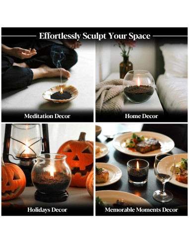 Cera de Vela Perlada Negra Sukh 450g con Mechas y Soportes