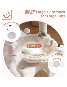 Árbol para Gatos Pawfessor 81 cm con Hamaca y Rascador Beige 2