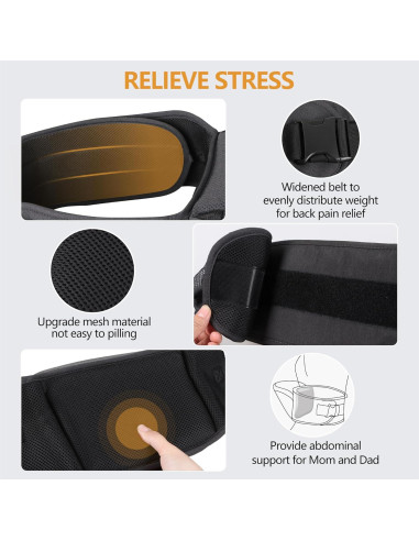 Portabebés Ergonómico de Cadera Negro para Bebés hasta 17.24 kg