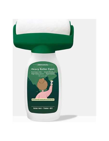 Kit de Pintura de Pared AUOMLVH 500g Blanco, Rodillo 2 en 1