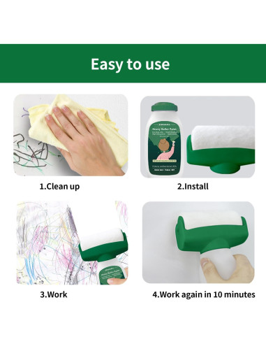 Kit de Pintura de Pared AUOMLVH 500g Blanco, Rodillo 2 en 1