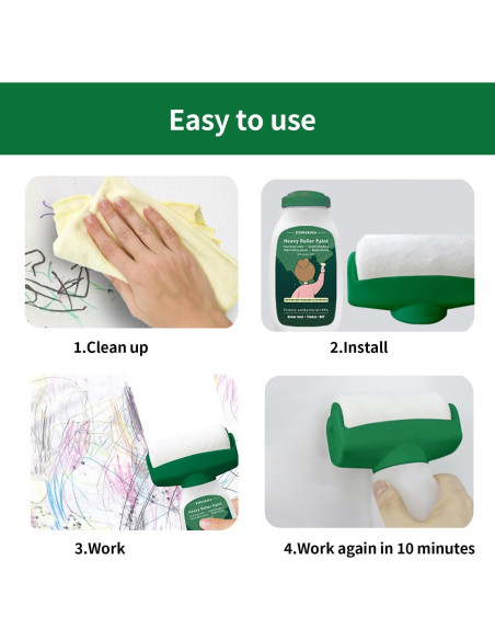 Kit de Pintura de Pared AUOMLVH 500g Blanco, Rodillo 2 en 1