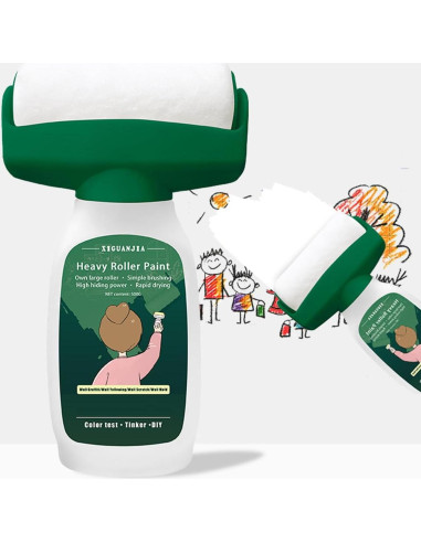 Kit de Pintura de Pared AUOMLVH 500g Blanco, Rodillo 2 en 1