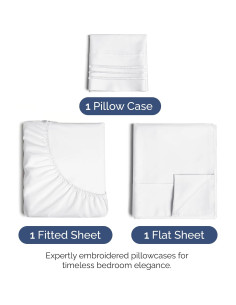 Juego de Sábanas Twin CGK Unlimited Microfibra 3 Piezas Blanco 2