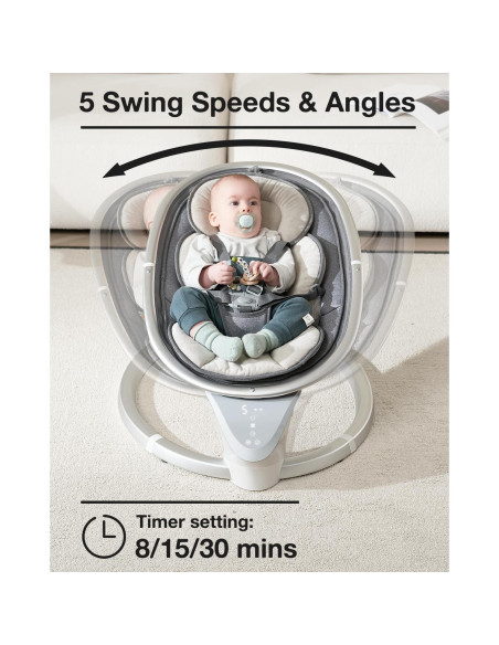 Columpio Eléctrico Yacul para Bebés 0-6 Meses, 5 Movimientos