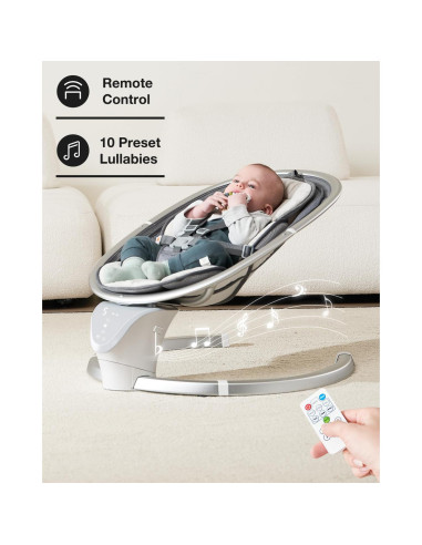 Columpio Eléctrico Yacul para Bebés 0-6 Meses, 5 Movimientos