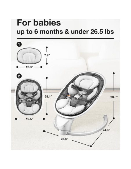 Columpio Eléctrico Yacul para Bebés 0-6 Meses, 5 Movimientos
