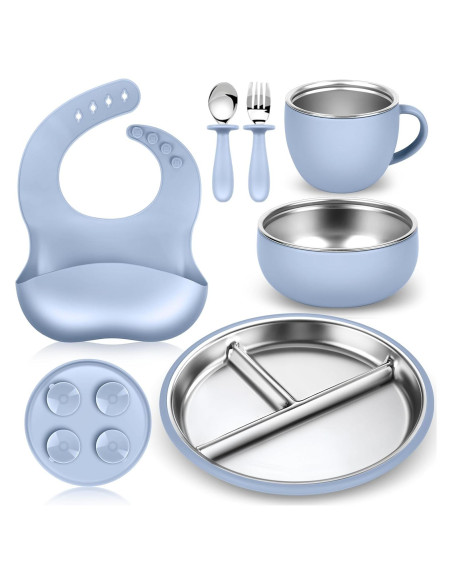 Juego de Platos y Cuencos de Acero Inoxidable Gksuu 6 Piezas Bebés