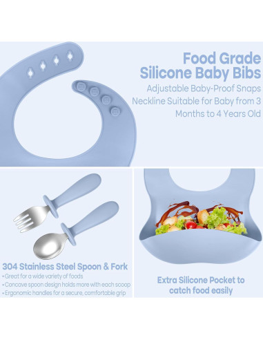 Juego de Platos y Cuencos de Acero Inoxidable Gksuu 6 Piezas Bebés