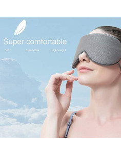 Máscara para dormir DMaos ajustable, seda de leche, negra 2