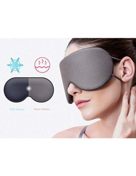 Máscara para dormir DMaos ajustable, seda de leche, negra