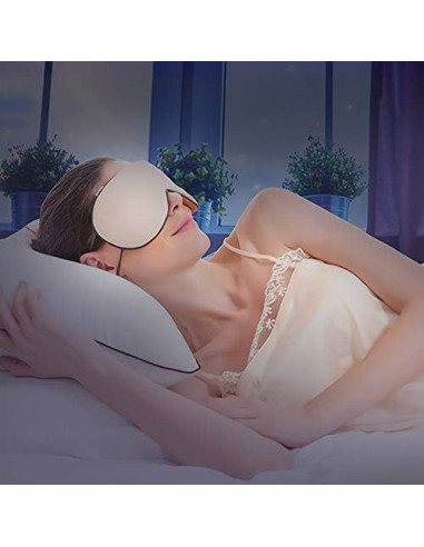 Máscara para dormir DMaos ajustable, seda de leche, negra