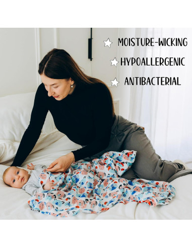 Manta de Muselina para Bebé Roo y Bear 120x120 cm 2 Piezas Perros