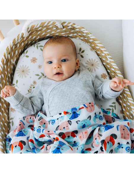 Manta de Muselina para Bebé Roo y Bear 120x120 cm 2 Piezas Perros