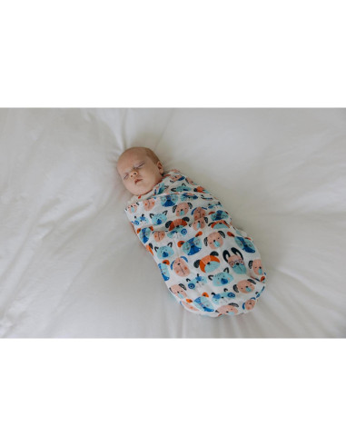 Manta de Muselina para Bebé Roo y Bear 120x120 cm 2 Piezas Perros