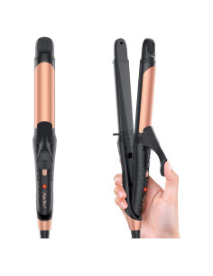 Plancha de Cabello 2-en-1 AmoVee Doble Voltaje 100-240V Negro